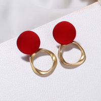 Dainty Red Heart Pendant Wedding Drop Earrings Minimalist Statement Gold Charm Earring Circle Fashion Street Style Earring