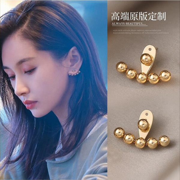 2021 New Fashion Stainless Steel Earrings Personality Golden Peas Korean simple Stud Earrings For Women Wedding Jewelry