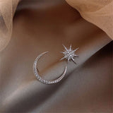 Korean Fashion Star Moon Earrings For Women Asymmetrical High Sense Earrings Exquisite Earring 2021 Trend Jewelry