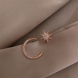 Korean Fashion Star Moon Earrings For Women Asymmetrical High Sense Earrings Exquisite Earring 2021 Trend Jewelry