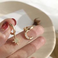 Korean Fashion Star Moon Earrings For Women Asymmetrical High Sense Earrings Exquisite Earring 2021 Trend Jewelry