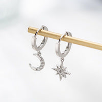 Korean Fashion Star Moon Earrings For Women Asymmetrical High Sense Earrings Exquisite Earring 2021 Trend Jewelry