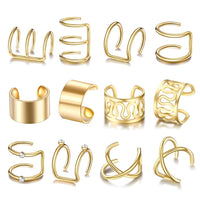 2020 New Fashion 12Pcs/Set Ear Cuffs Leaf Ear Cuff Clip Earrings for Women Earcuff No Piercing Fake Cartilage Earrings