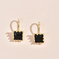 2021 New joker Korean sweet Black bowknot Women Earrings fashion senior shiny crystal geometric square Stud Earrings Jewelry