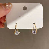 2021 New joker Korean sweet Black bowknot Women Earrings fashion senior shiny crystal geometric square Stud Earrings Jewelry