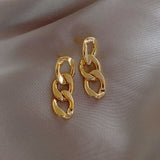 2021 New Classic Copper Alloy Smooth Metal Hoop Earrings For Woman Fashion Korean Jewelry Temperament Girl&#39;s Daily Wear earrings