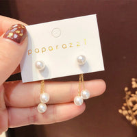 2021 Chic Imitation Pearl Geometric Fan Shaped Elegant Stud Earrings for Women Girls Jewelry Party Asseccoires