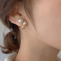 New Simple Celebrity Style Gold Pearl Stud Earrings For Woman 2021 Korean Fashion Jewelry Wedding Girl&#39;s Sweet Accessories