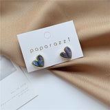 Engagement Enamel Heart Stud Earrings for Women Girls Rose Gold Color Summer jewelry Black Earring Wedding Gifts