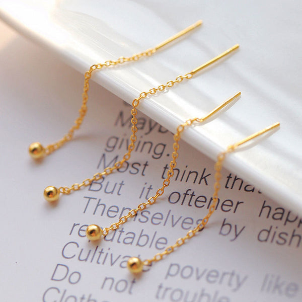 Women Sweet Gold Color Long Tassel Drop Earrings For Dangle Hanging Earrings Party Piercing Daily Jewelry Gift