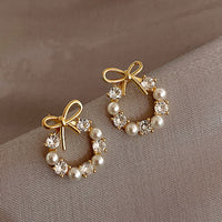 Elegant Metal Simulated Pearl Earrings For Woman Fashion Jewelry 2021 New Luxury Wedding Party Girl&#39;s Stud Earrings Jewellry