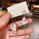 New Fashion Asymmetric Lovely Fine Heart Contracted Drop Earrings Long Metal Tassels Joker Women Earrings Elegant Trend