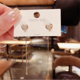 New Fashion Asymmetric Lovely Fine Heart Contracted Drop Earrings Long Metal Tassels Joker Women Earrings Elegant Trend