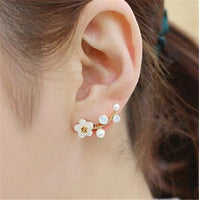 Women Fashion Pendientes Pearl Earrings Heart Shaped Ear Pins Zircon Eardrop Crystal Stud Earrings Zircon