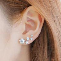 Women Fashion Pendientes Pearl Earrings Heart Shaped Ear Pins Zircon Eardrop Crystal Stud Earrings Zircon