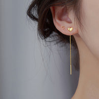 Korean Dangle Earring Geometric block Heart Long Tassel Bar Drop Earrings For Women Minimalism Ear Line Kpop Jewelry Gift