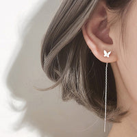 Korean Dangle Earring Geometric block Heart Long Tassel Bar Drop Earrings For Women Minimalism Ear Line Kpop Jewelry Gift