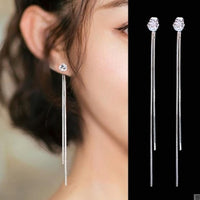 Korean Dangle Earring Geometric block Heart Long Tassel Bar Drop Earrings For Women Minimalism Ear Line Kpop Jewelry Gift