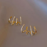 Fashion Geometric Rake shape Micro Inlaid Zircon Earrings Luxury Accessories For Woman Girls Korean Fashion Jewelry Party