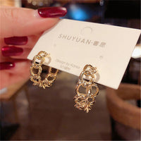 Fashion Geometric Rake shape Micro Inlaid Zircon Earrings Luxury Accessories For Woman Girls Korean Fashion Jewelry Party