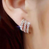 Fashion Geometric Rake shape Micro Inlaid Zircon Earrings Luxury Accessories For Woman Girls Korean Fashion Jewelry Party