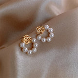 French Retro Tiny Stud Earrings for Women Single Pearl Small Round Earrings Minimal Geometric Earrings Hoops With Charms