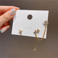 Korea&#39;s new super fairy butterfly earrings long tassel net red sweet earrings Trend Asymmetrical exquisite Ear Bone Clip