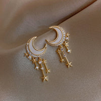 Korea&#39;s new super fairy butterfly earrings long tassel net red sweet earrings Trend Asymmetrical exquisite Ear Bone Clip