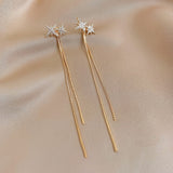 Korea&#39;s new super fairy butterfly earrings long tassel net red sweet earrings Trend Asymmetrical exquisite Ear Bone Clip