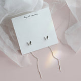 Korea&#39;s new super fairy butterfly earrings long tassel net red sweet earrings Trend Asymmetrical exquisite Ear Bone Clip