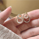 Double Circle Micro Pave Zircon Front and Back Circle Stud Earrings for Women 2021New Jewelry Delicate Earings Wholesale