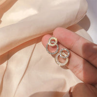 Double Circle Micro Pave Zircon Front and Back Circle Stud Earrings for Women 2021New Jewelry Delicate Earings Wholesale