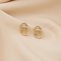 Double Circle Micro Pave Zircon Front and Back Circle Stud Earrings for Women 2021New Jewelry Delicate Earings Wholesale