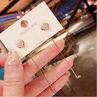 Korean Elegant Cute Rhinestone Star Tassel Earrings For Women Girls Fashion Metal Chain Drop Earrings Jewelry  Accessories