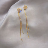 Korean Elegant Cute Rhinestone Star Tassel Earrings For Women Girls Fashion Metal Chain Drop Earrings Jewelry  Accessories