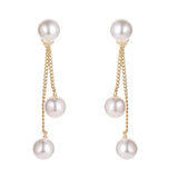 New Trendy Fairy Simulated Pearl Women Long Earrings White Round Pearl Wedding Pendant Earrings Korean Fashion Jewelry Earrings