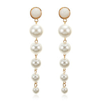 New Trendy Fairy Simulated Pearl Women Long Earrings White Round Pearl Wedding Pendant Earrings Korean Fashion Jewelry Earrings