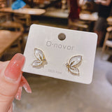 Shining Zircon Butterfly Stud Earrings for Women Fashion  Sweet Butterfly Rhinestone Earring Party Wedding Jewelry Gift