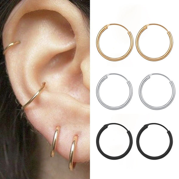 Vintage Rose Gold Multiple Dangle Small Circle Hoop Earrings for Women Jewelry Steampunk Ear Clip Gift