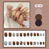 24Pcs/Box French Short False Nails with Moon Design Detachable Manicure Patches Press On Nails Full Cover Fake Nails Tips