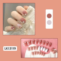 24Pcs/Box French Short False Nails with Moon Design Detachable Manicure Patches Press On Nails Full Cover Fake Nails Tips