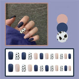 24Pcs/Box French Short False Nails with Moon Design Detachable Manicure Patches Press On Nails Full Cover Fake Nails Tips