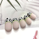 24pcs Nail tips short fake nails with designs Detachable False Nails Round Head Wearable Ballerina Nails Full Cover Nail Tips