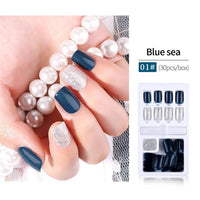 Fake Nails Artificial Tips Set Full Cover for Short Decoration Press On Fake Nails Art False Tips With Glue 30PC