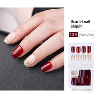 Fake Nails Artificial Tips Set Full Cover for Short Decoration Press On Fake Nails Art False Tips With Glue 30PC