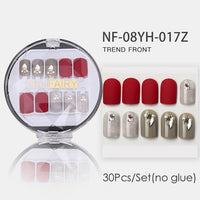 Fake Nails Press Coffin False with Glue Set Packaging Full Artificial Short Kiss Detachable Stick Designs Art Tipsy Cover Box