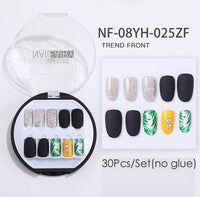 Fake Nails Press Coffin False with Glue Set Packaging Full Artificial Short Kiss Detachable Stick Designs Art Tipsy Cover Box