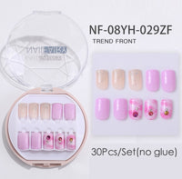 Fake Nails Press Coffin False with Glue Set Packaging Full Artificial Short Kiss Detachable Stick Designs Art Tipsy Cover Box