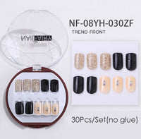 Fake Nails Press Coffin False with Glue Set Packaging Full Artificial Short Kiss Detachable Stick Designs Art Tipsy Cover Box