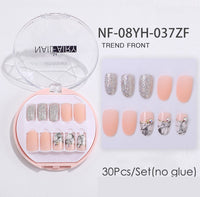 Fake Nails Press Coffin False with Glue Set Packaging Full Artificial Short Kiss Detachable Stick Designs Art Tipsy Cover Box